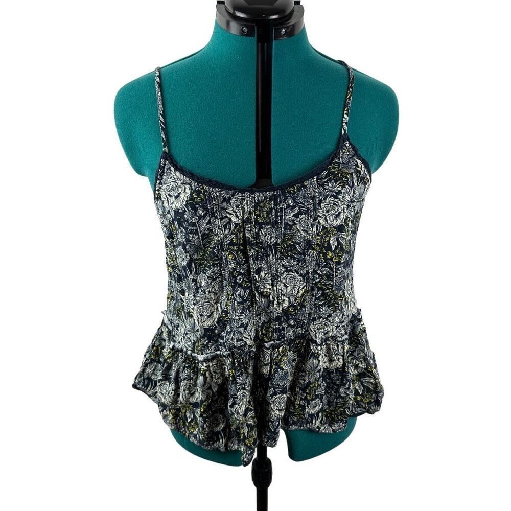Hinge floral top in navy and green - size M